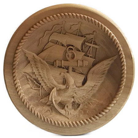 Navy Emblem Circular Custom Wood Sign