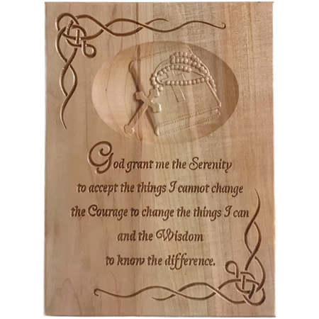 Bible and Rosary Serenity Prayer Custom Wood Sign