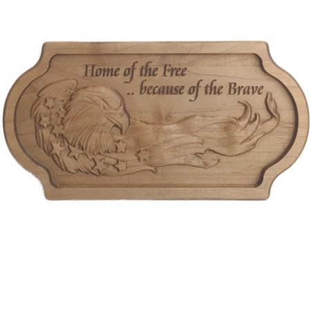 Home of the Free Eagle Custom Wood Sign