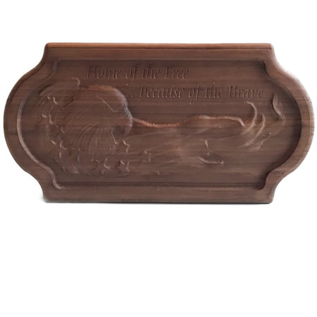 Home of the Free Eagle Walnut Custom Wood Sign